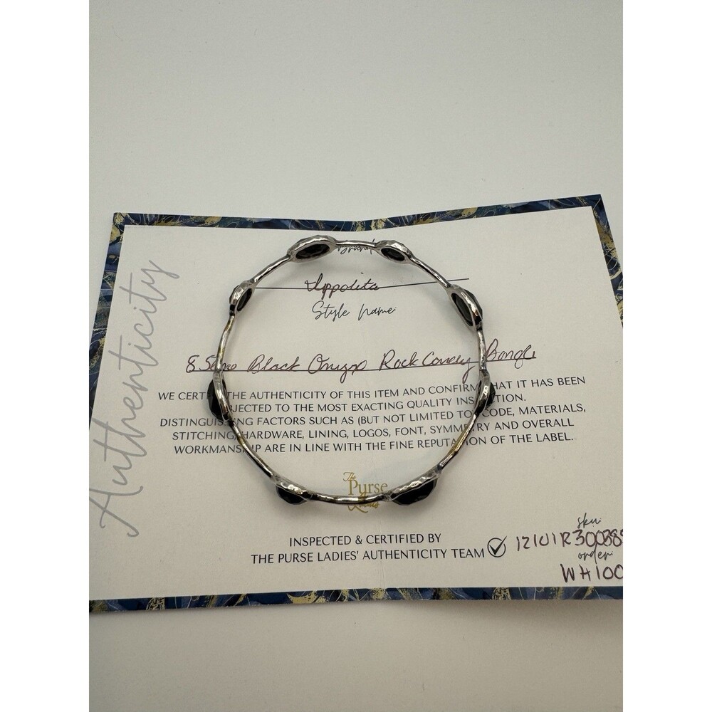 Ippolita Sterling Silver & Eight Stone Onyx Rock Candy Bangle Bracelet 9.5 in